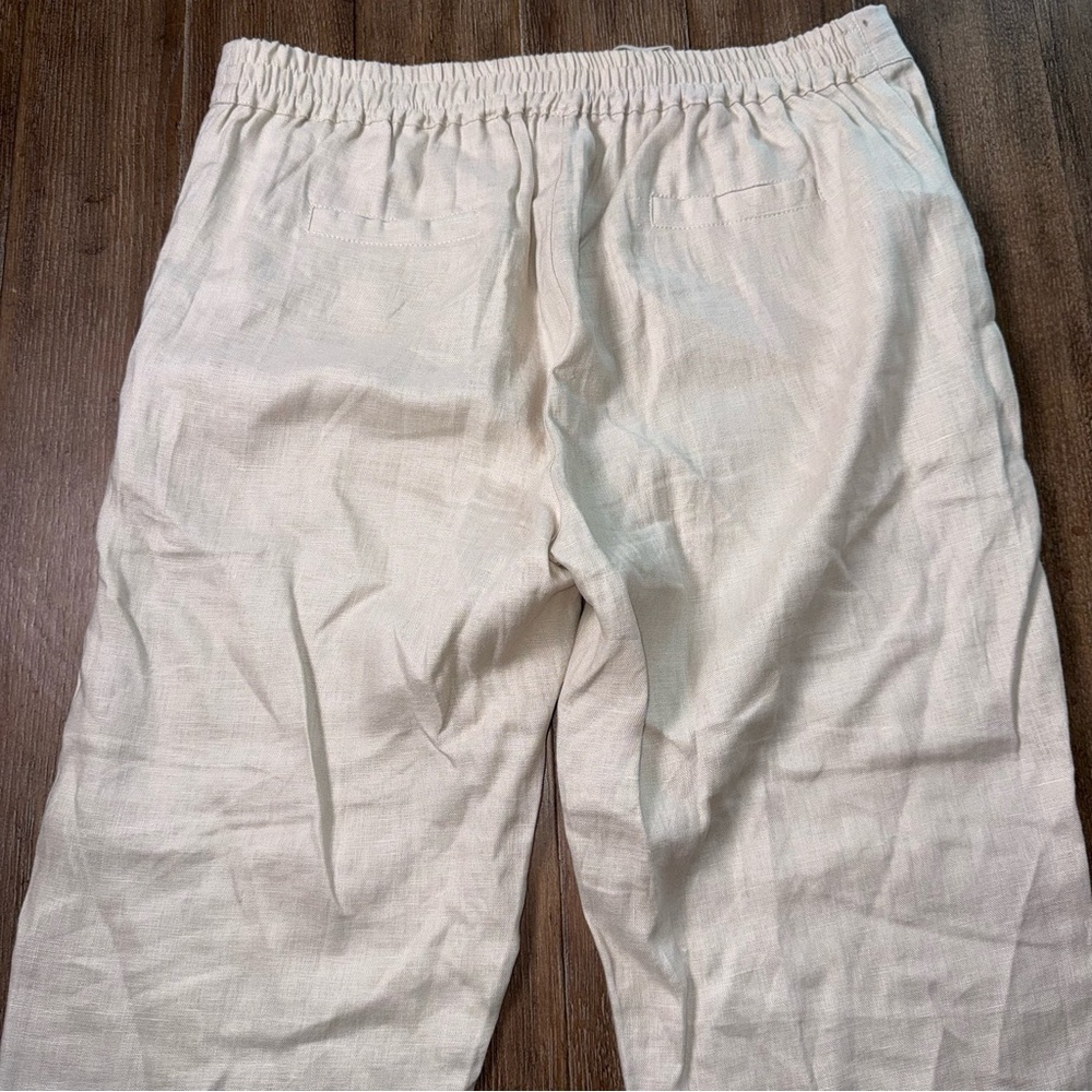 IXIMO %100 Linen Pants Tapered Leg sz L Lagenlook Coastal Cream Ivory pull on - Picture 8 of 11